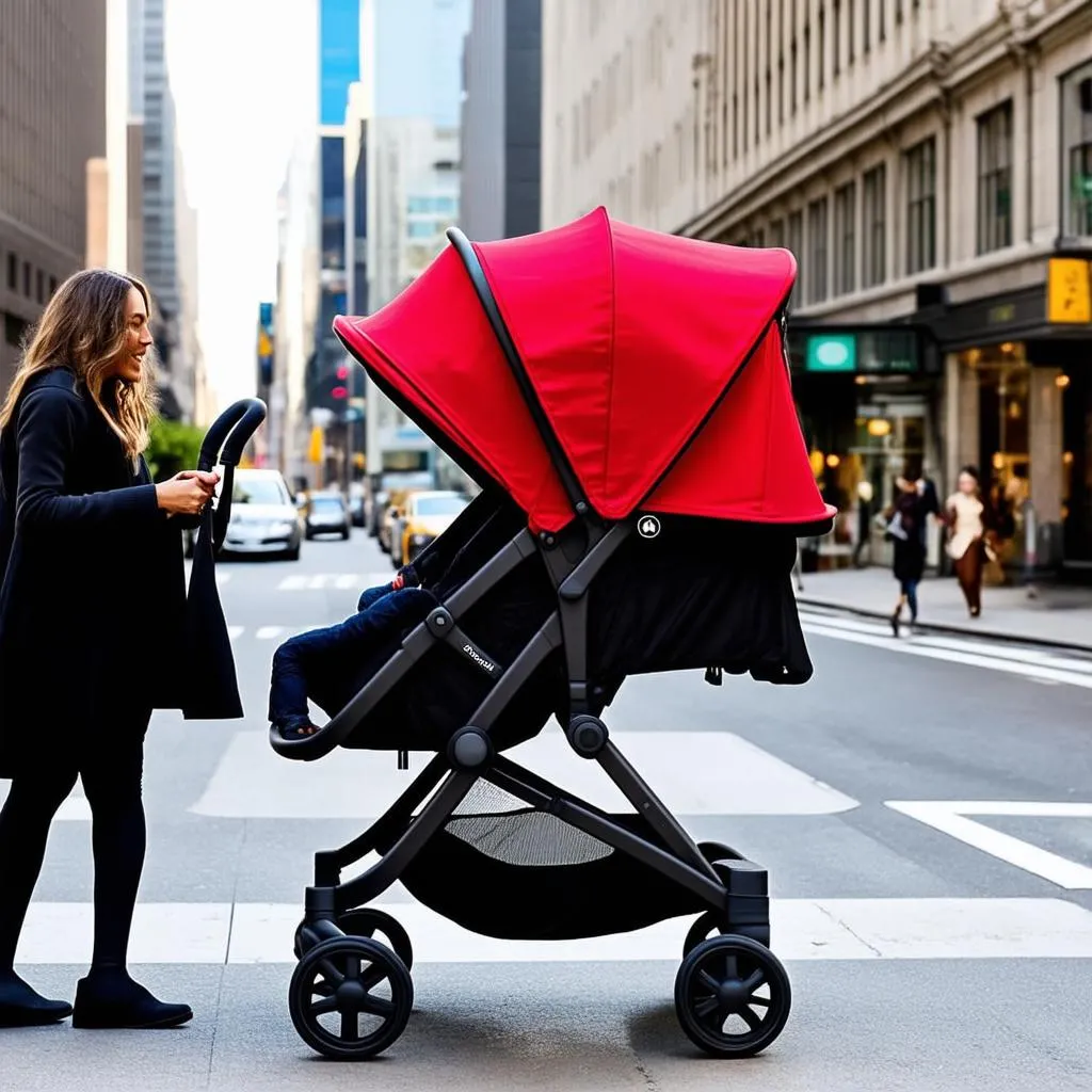 Doona stroller on city streets